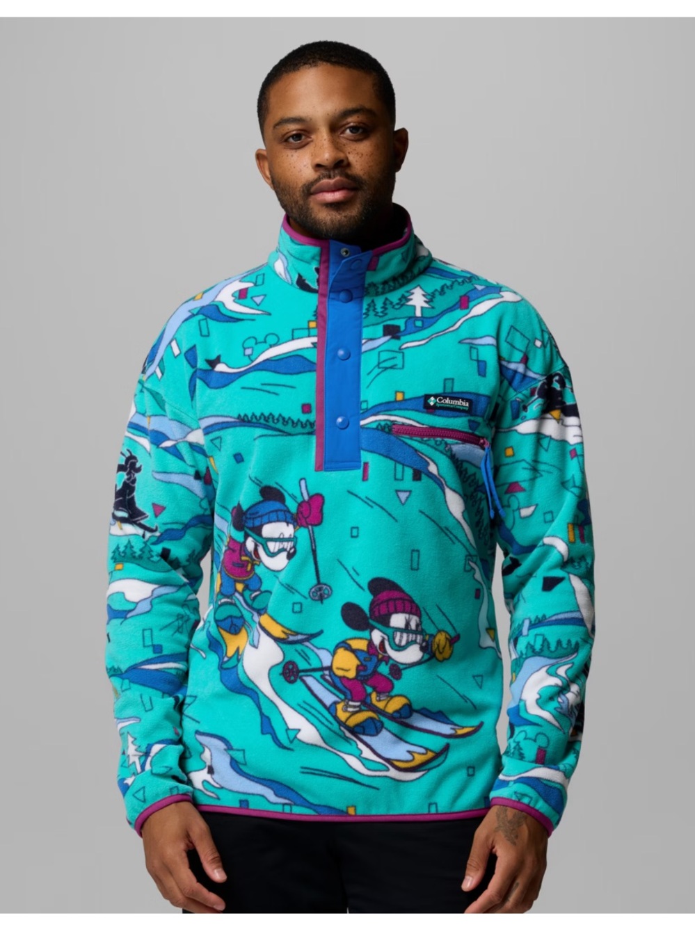 Columbia Mickey Mouse Men's Blue Fleece Pullover Jacket